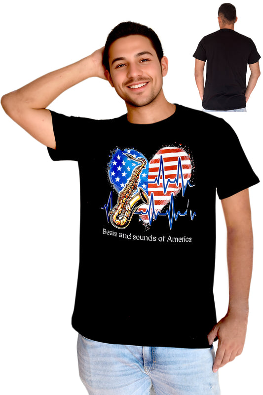 Beats and Sounds of America Patriotic Saxophone Shirt